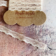 Load image into Gallery viewer, Bobbin card of pale peach lace edging