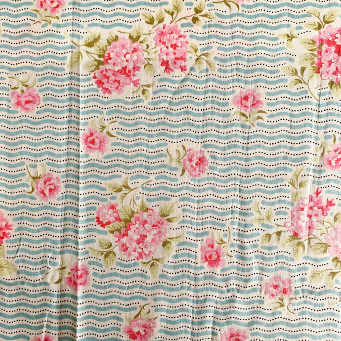 Vintage Fabric Pieces for Dolly projects - Blue and pink lawn