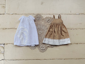 Pinafore Dress set for Blythe - Peach stripes