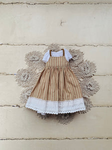 Pinafore Dress set for Blythe - Peach stripes