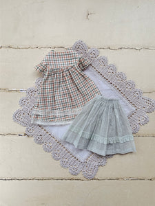 Round Yoked smock dress set for Blythe - Windowpane check