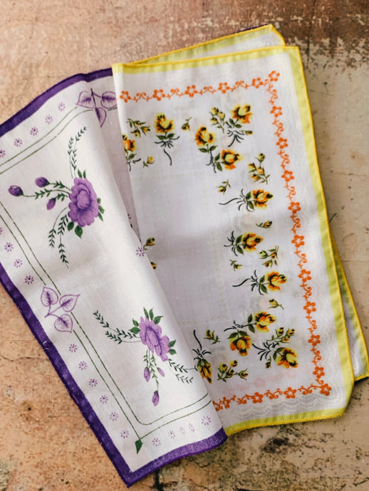 2 x Floral Vintage hanky / Pocket square (Copy)