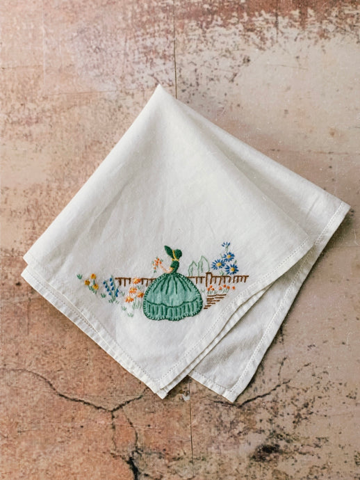 Crinoline Lady Vintage hanky / Pocket square